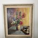 Oil on Isorel - Flower Bouquet / Chess Set - Michel Lamotte