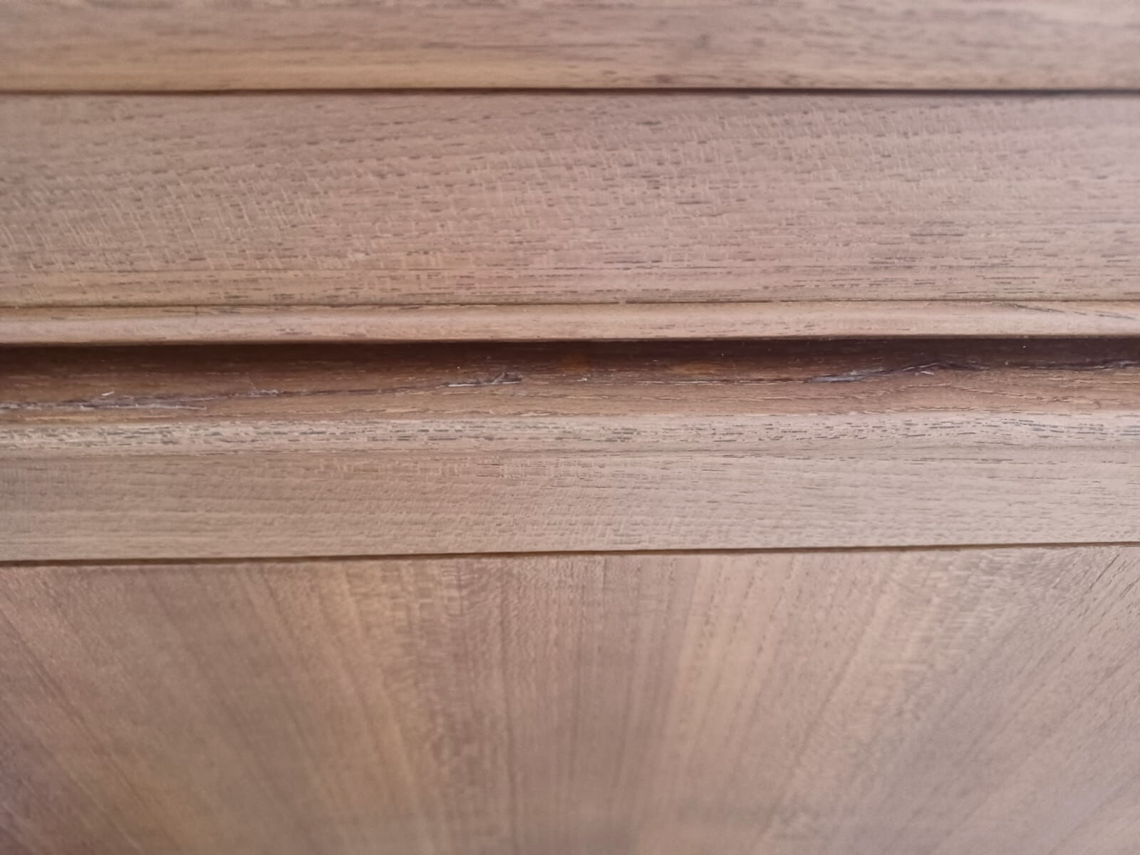 Scandinavian teak row 50s-60s, French manufacture signed Eros