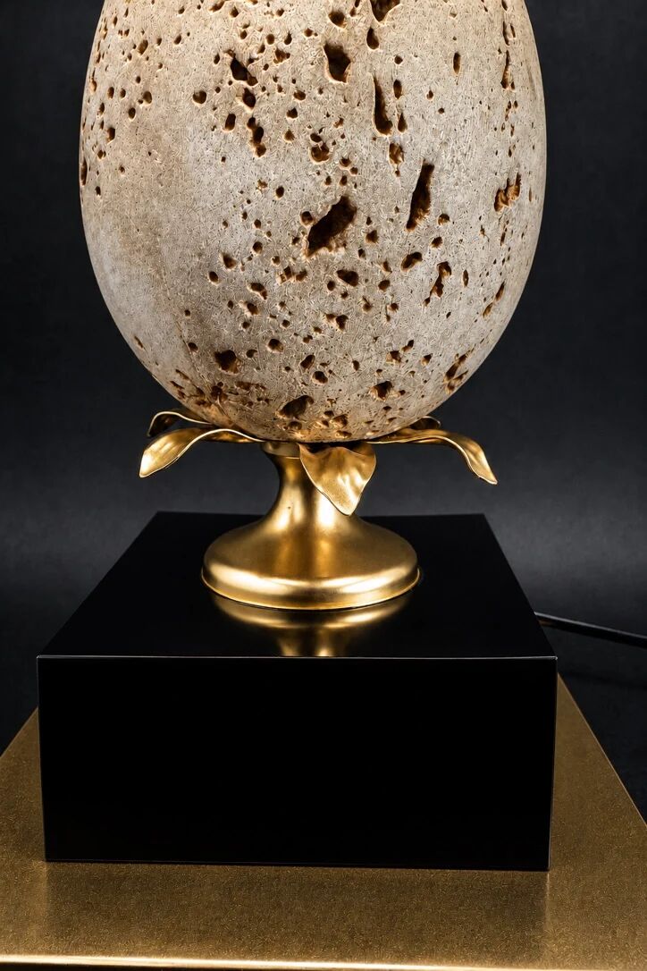Lampe oeuf d'autruche en travertin