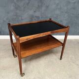 Rolling Cart in Rosewood with Black Formica Top, 1960s