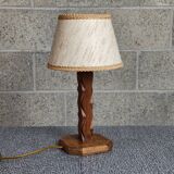 Brutalist carved wooden lamp 1950