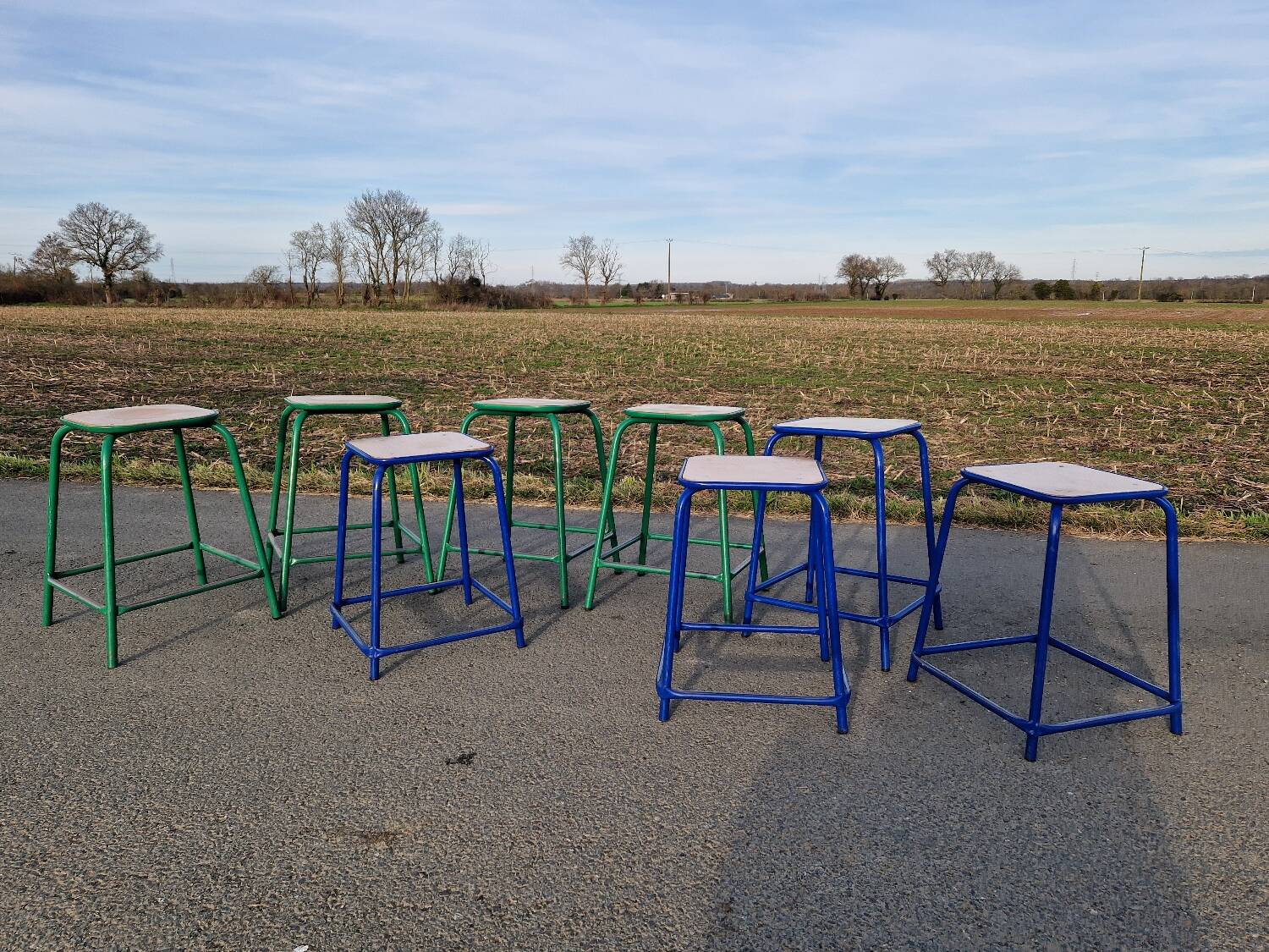 Lot de 8 Tabourets industriels atelier Gaston Cavaillon Mulca