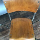 Series of 6 vintage industrial school chairs stackable 1950 thermophorized seating