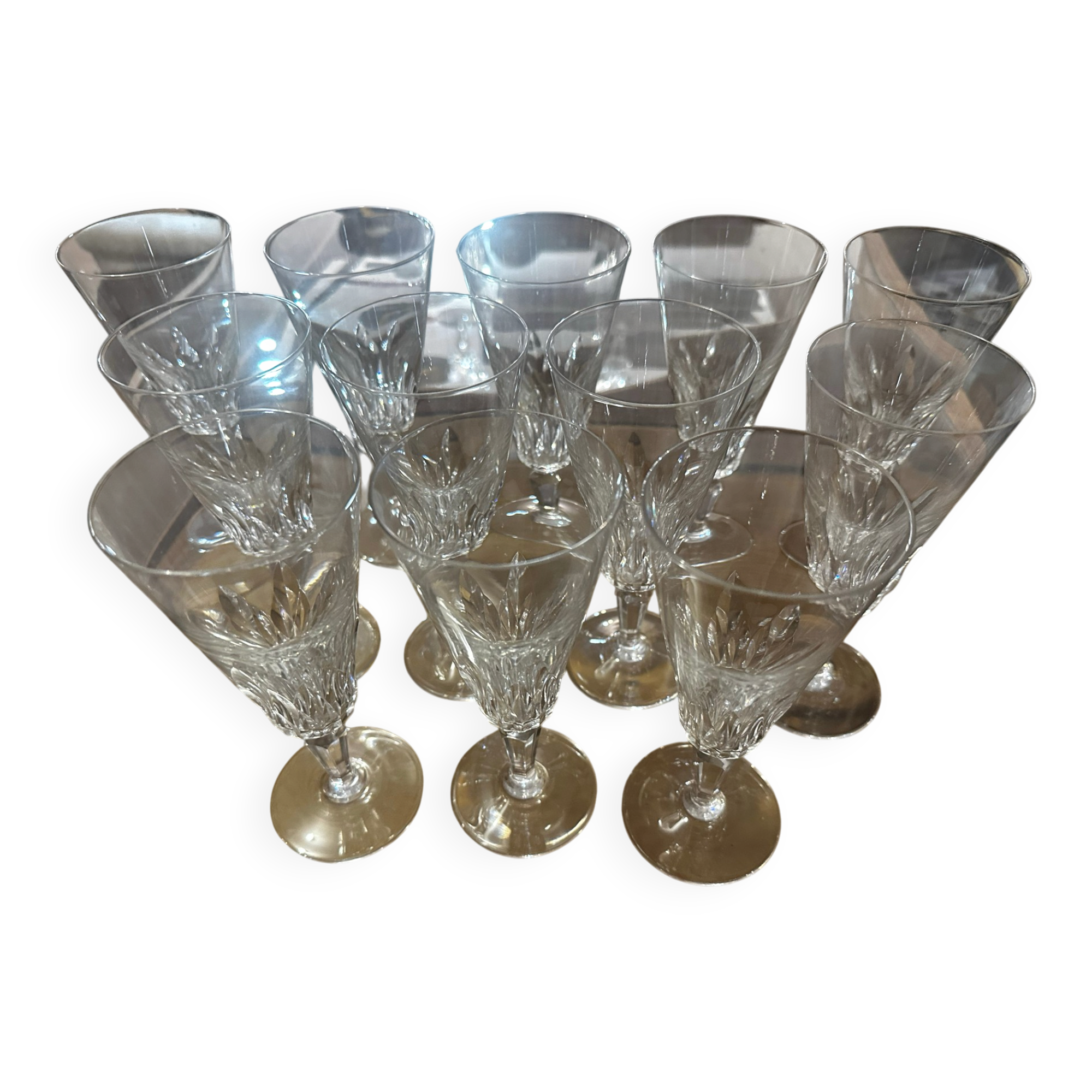 12 Baccarat champagne flutes model Carcassonne - stamped