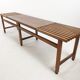 Bench in walnut and teak with brass feet, italy 1950s