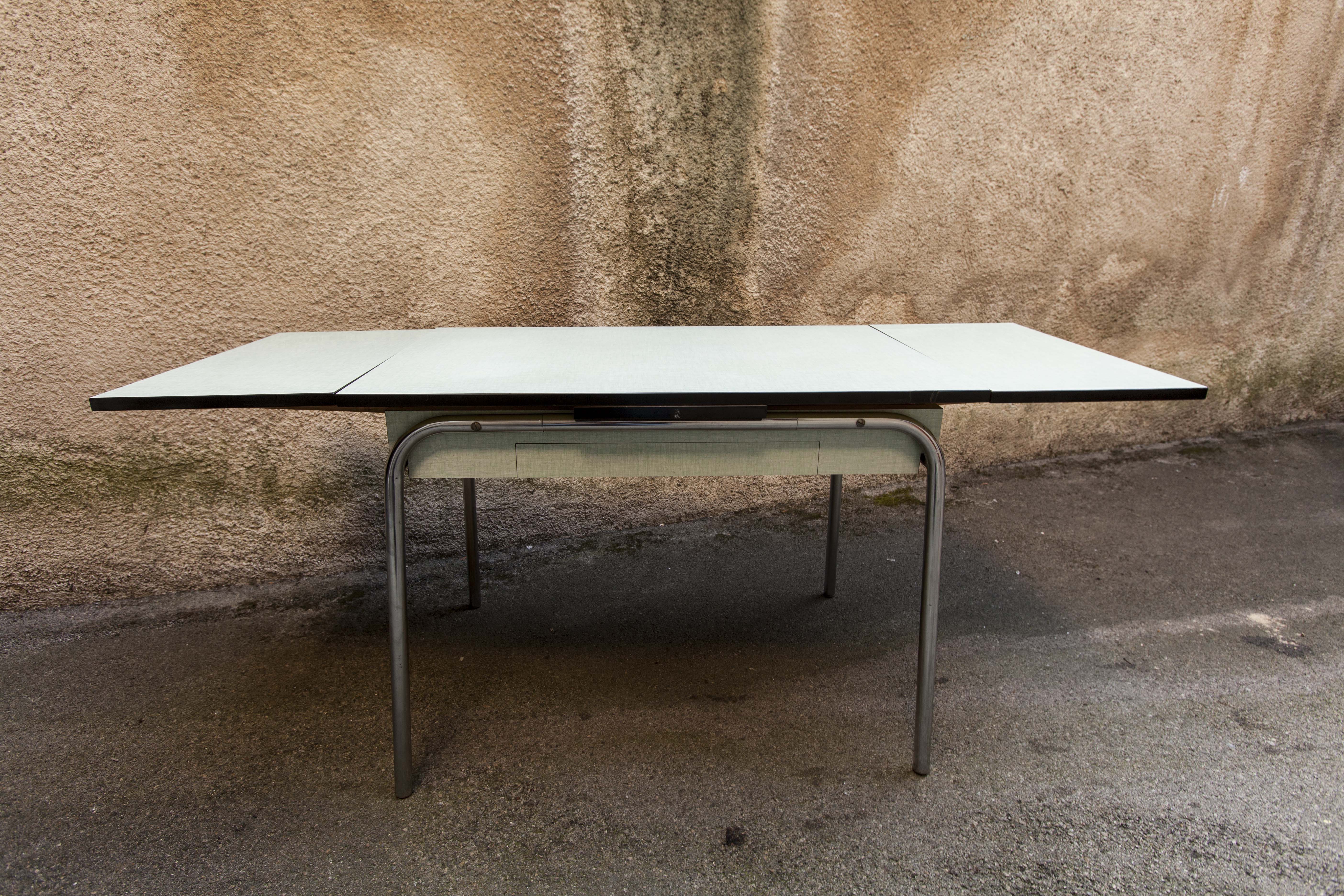 Green formica table, 1970