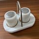 Vintage white marble salt and pepper shaker set