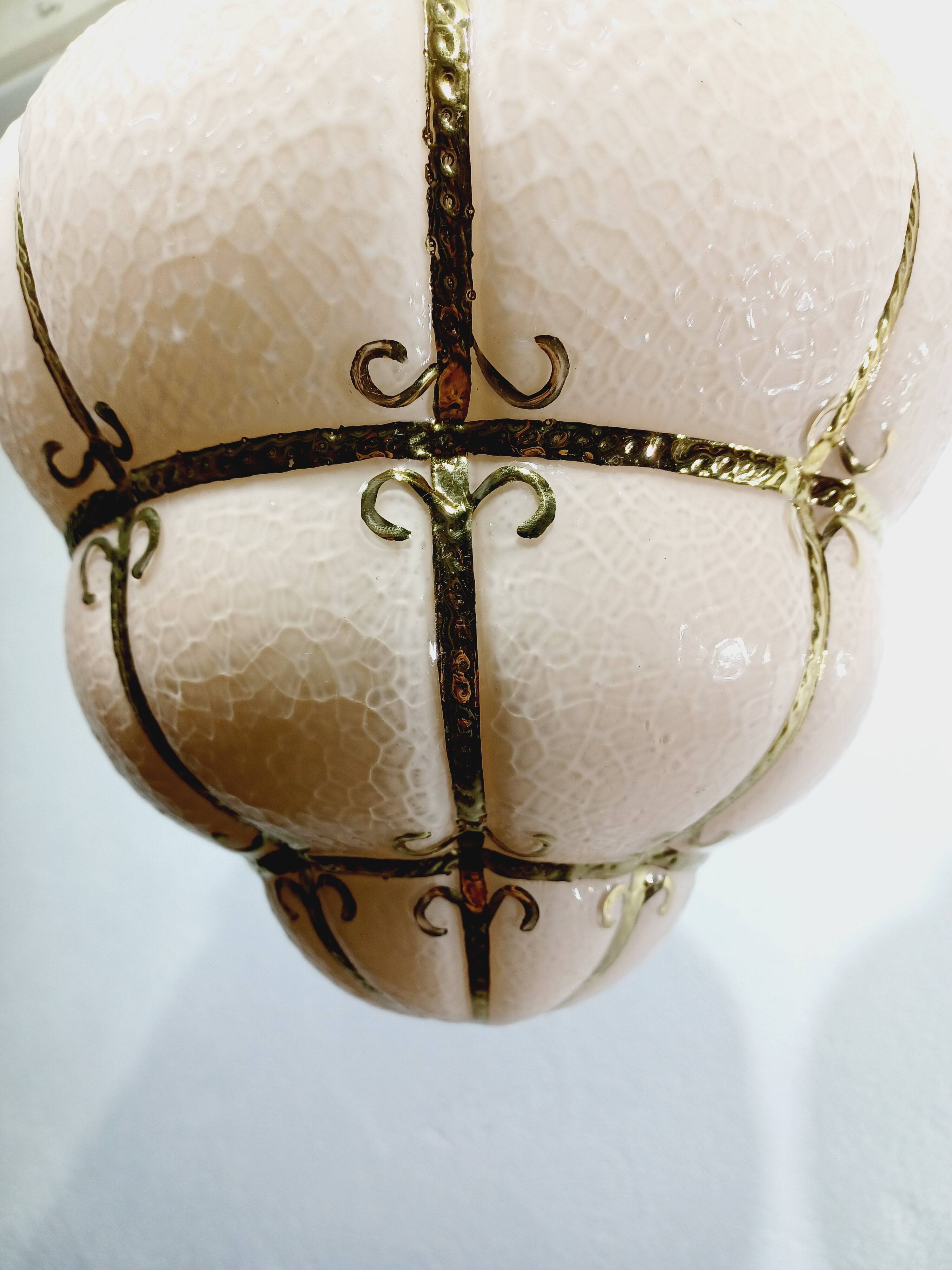 Pink Blown Glass Pendant Light