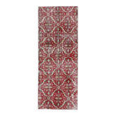 Tapis de couloir vintage turc Oushak fait main en laine et coton rose