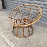 Papasan loveseat chair in rattan, 1950