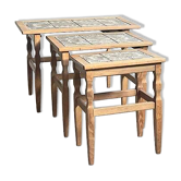 Henning Kjærnulf set of three oak nesting tables for EG Kvalitets, Denmark 1960s