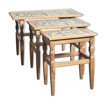 Henning Kjærnulf set of three oak nesting tables for EG Kvalitets, Denmark 1960s