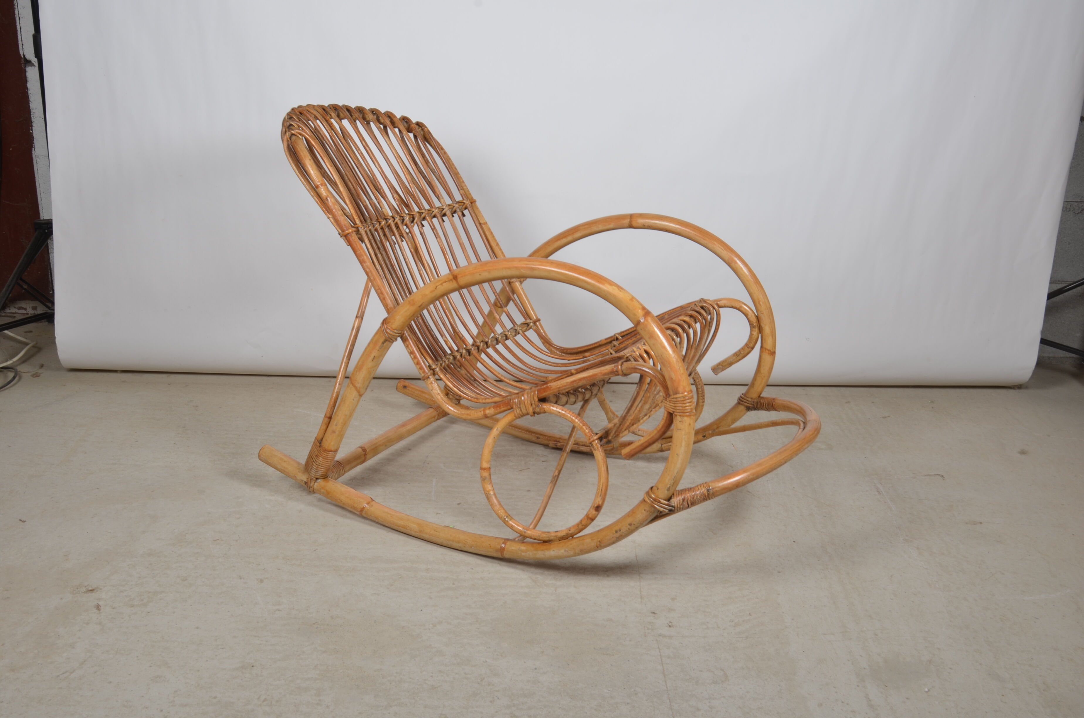 Rocking-chair bamboo and rattan