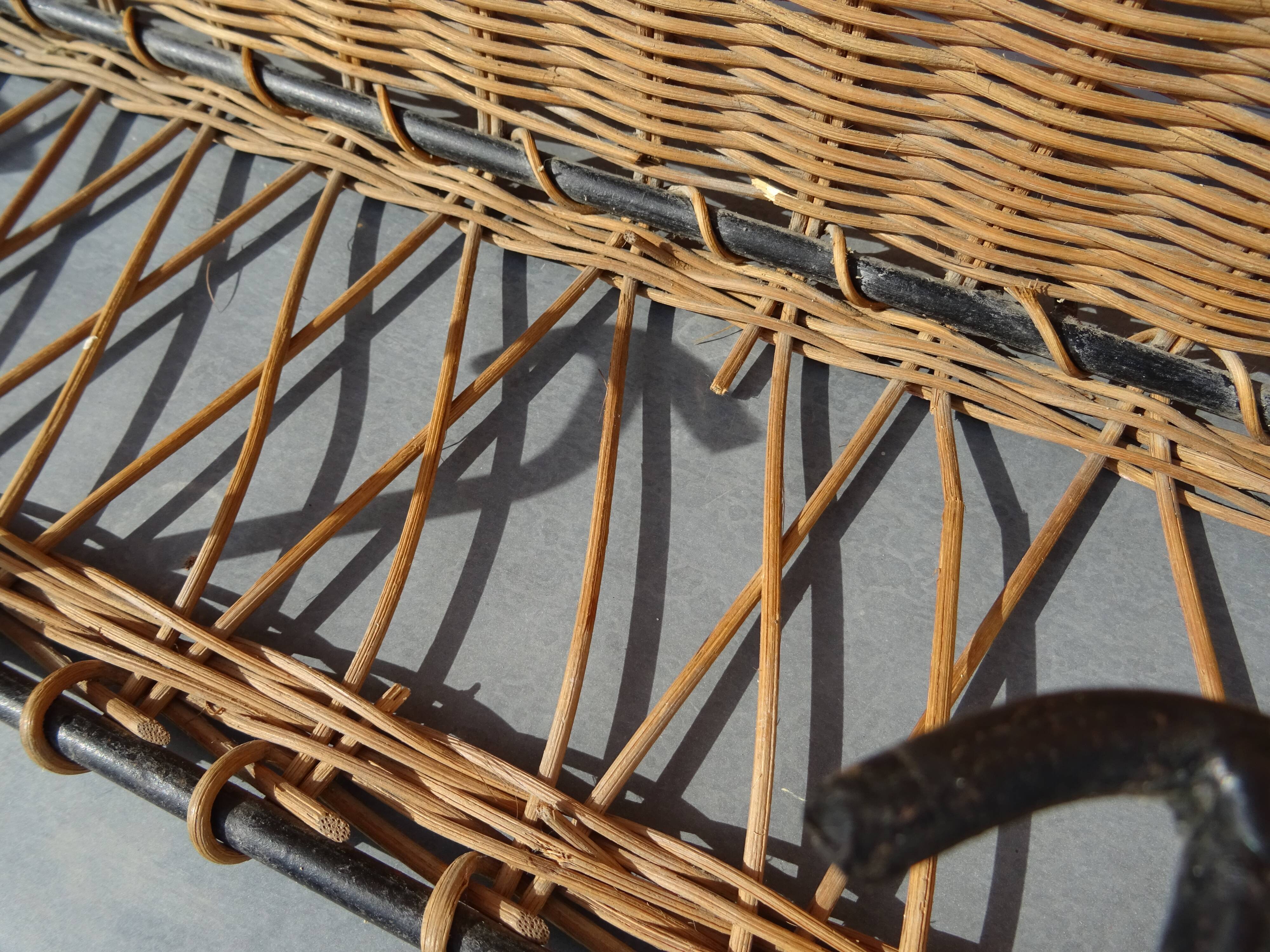 Ferotin coat rack in wicker and metal from the 60s vintage