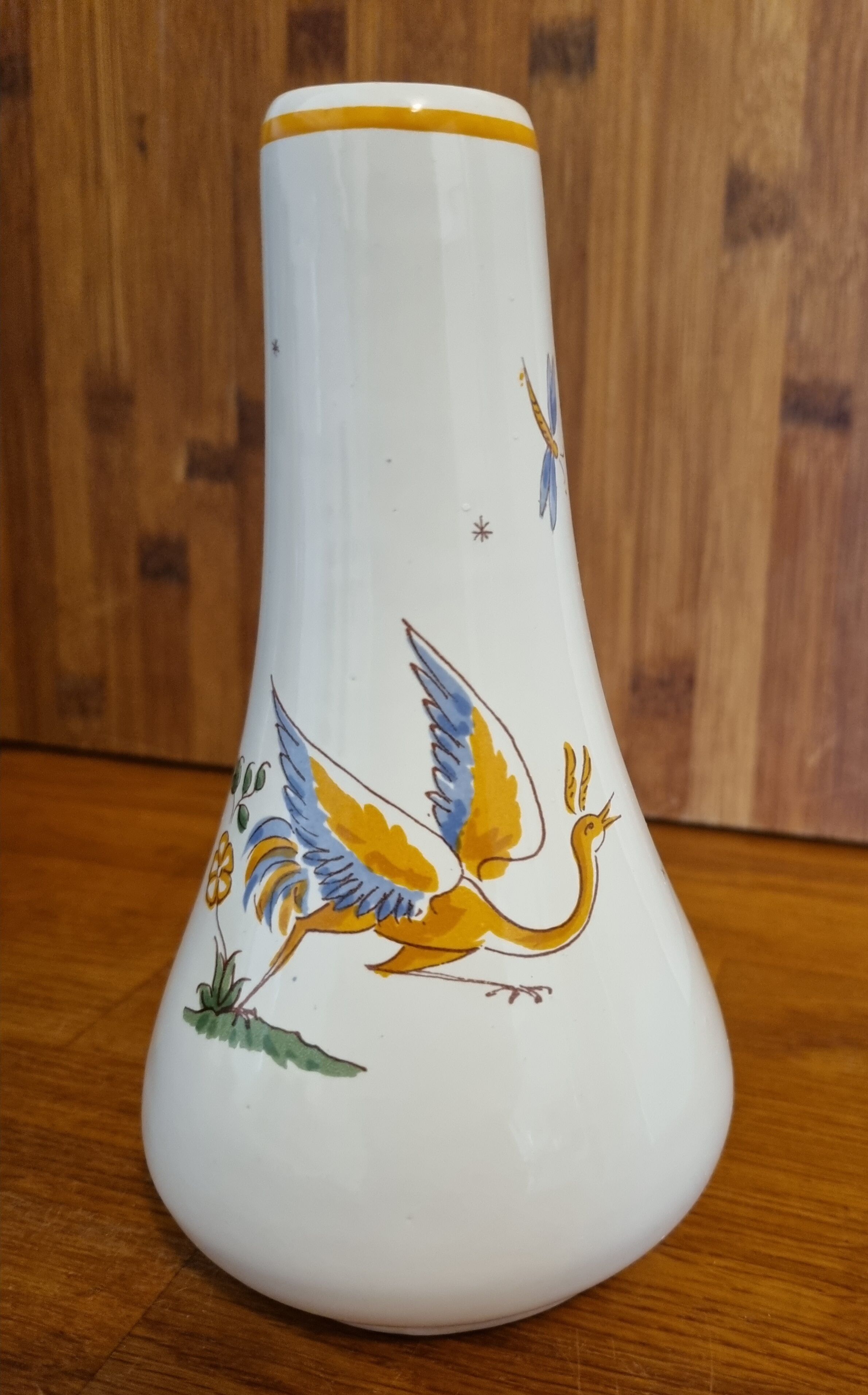 Faience soliflore vase old Moustiers décor