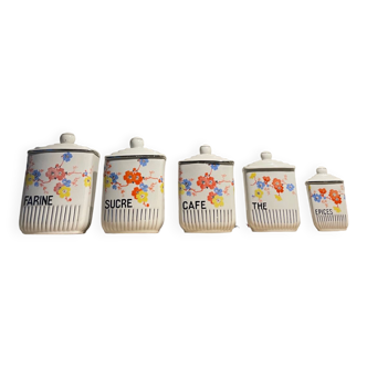 Series of five Manon model spice jars