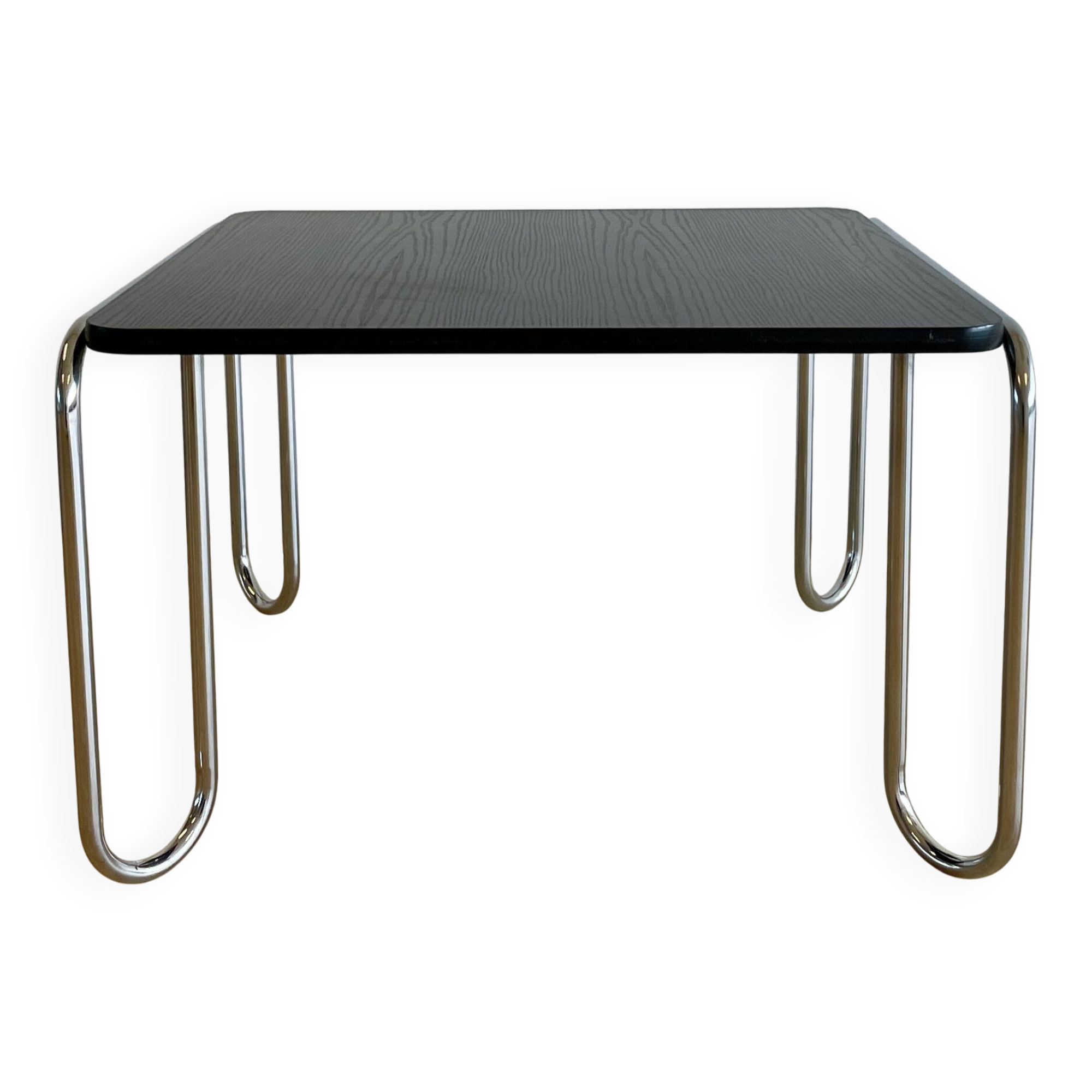 Table basse noire et tubulaire modèle B-10 par Marcel Breuer pour Thonet