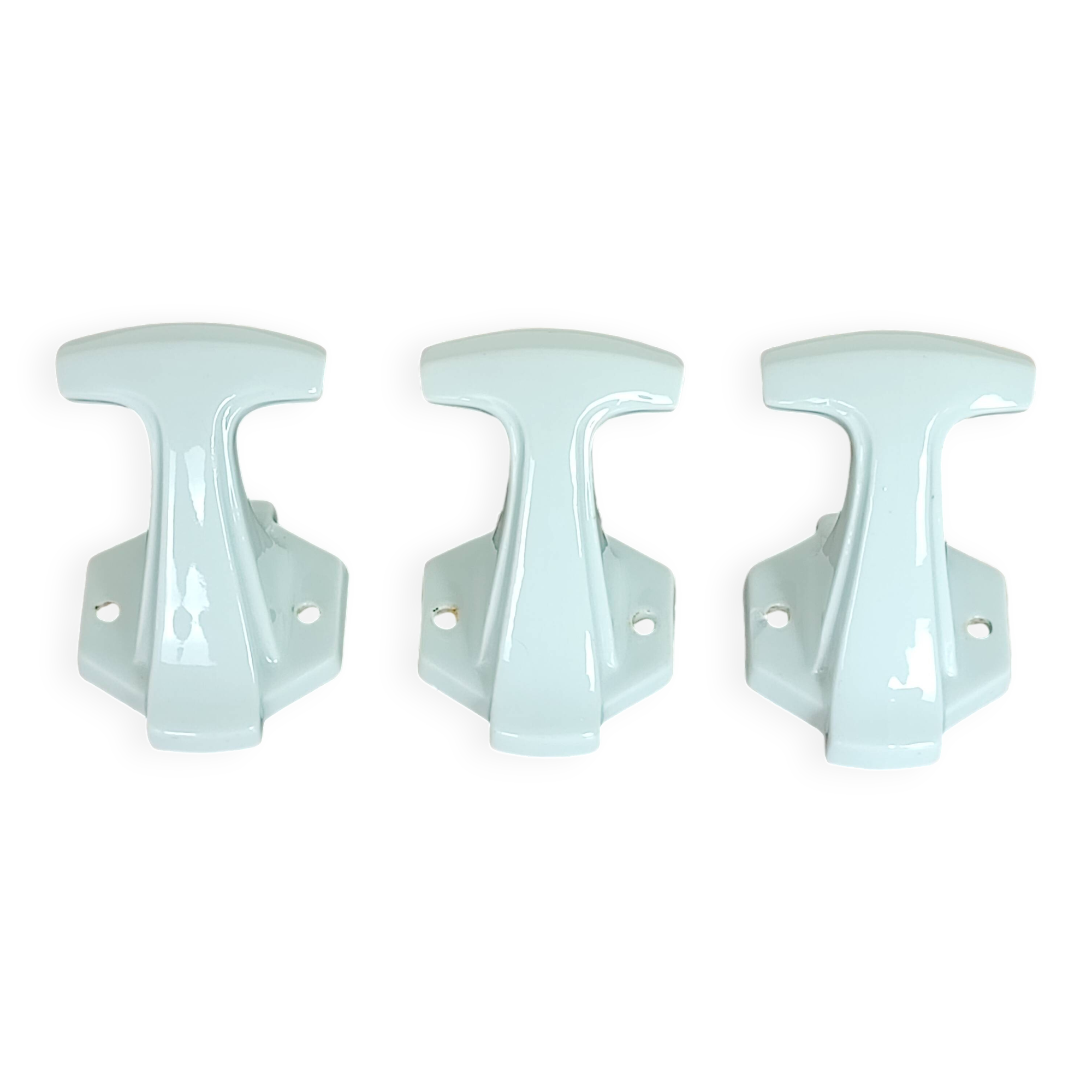 3 porcelain coat hooks