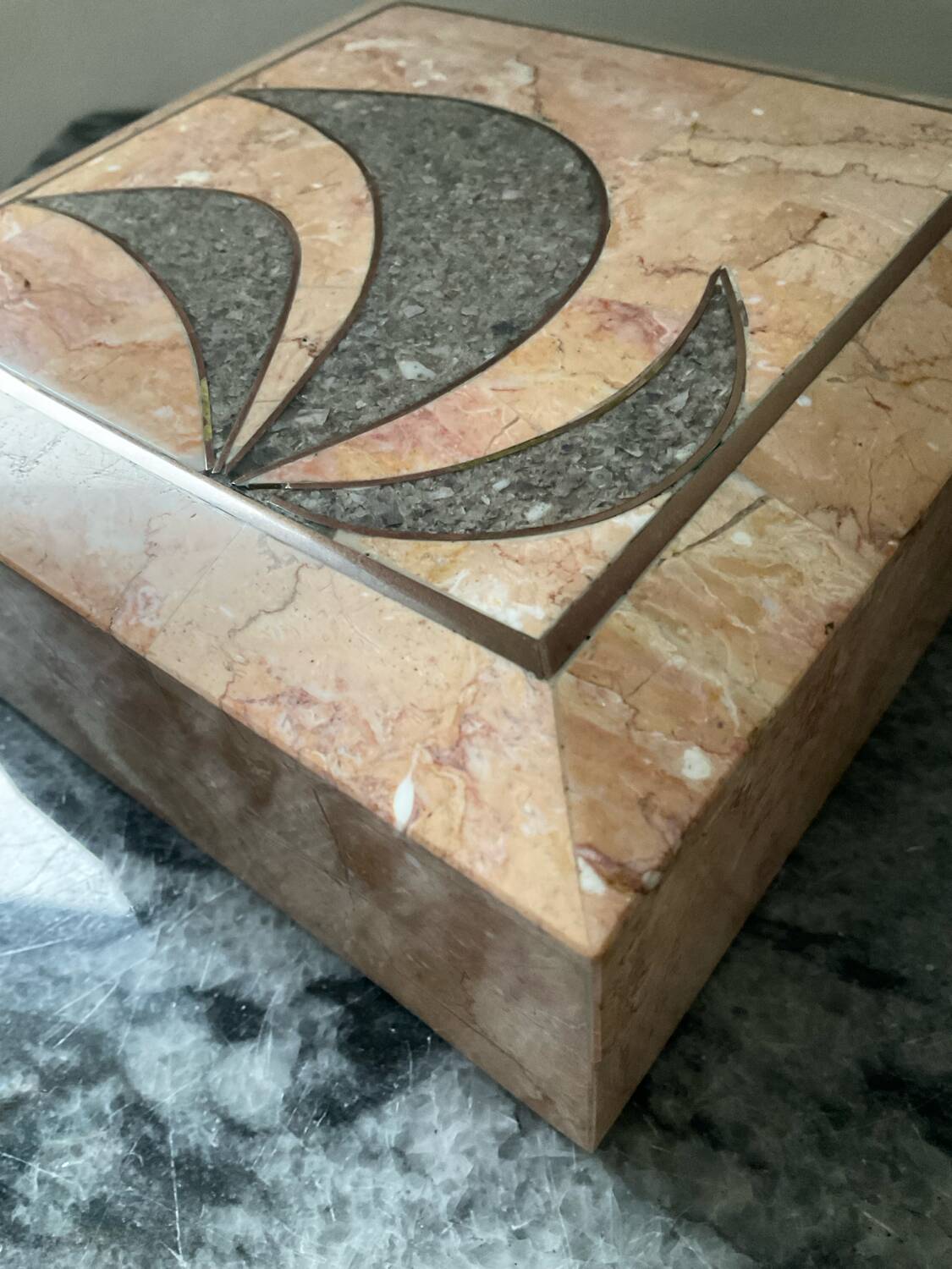 Maitland Smith jewellery box in tessellated stone