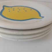4 vintage Italian lemon and orange pop pattern plates