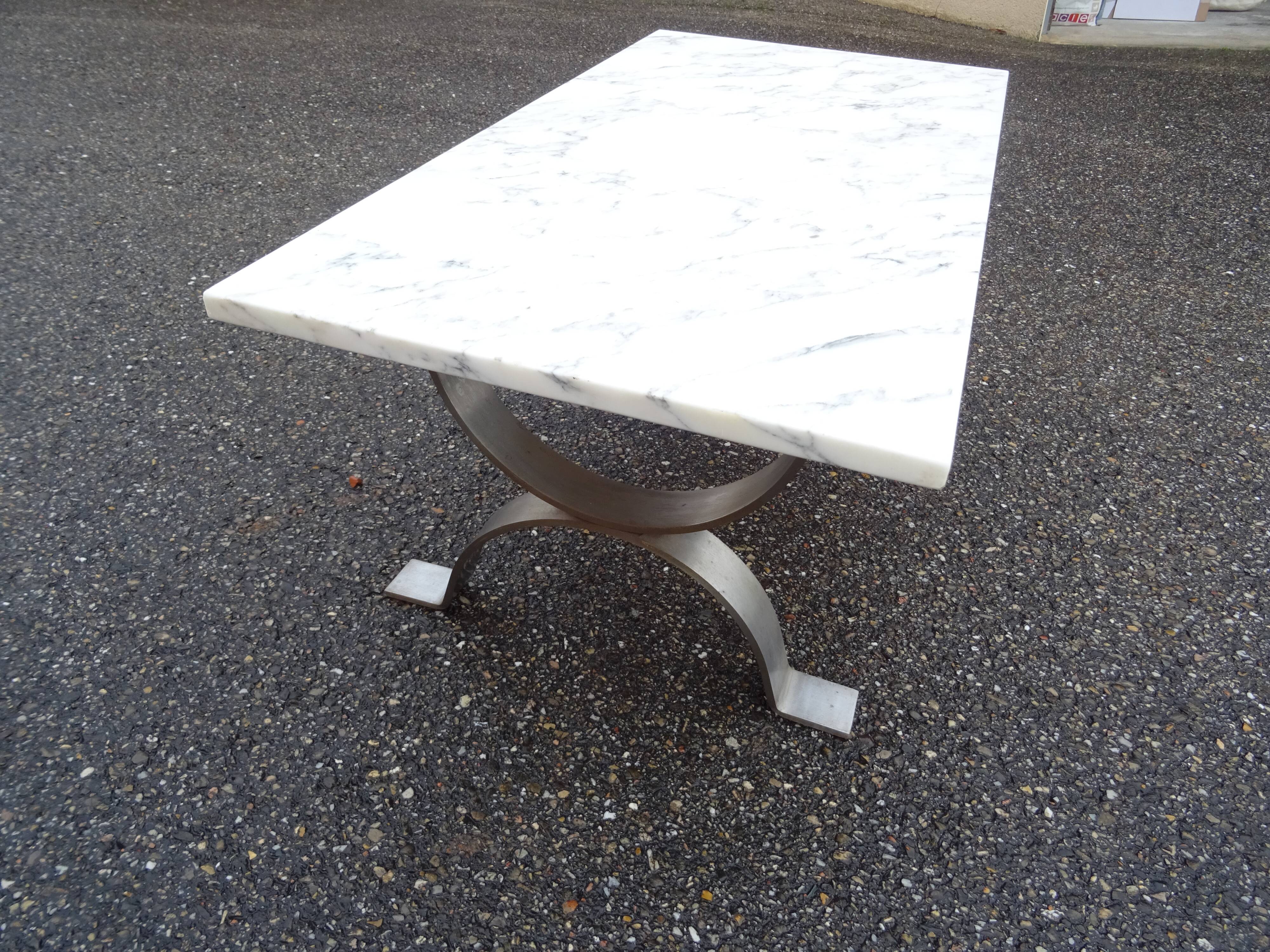 Coffee table in marble and vintage steel design from the 70s