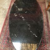 80s black marble oval coffee table