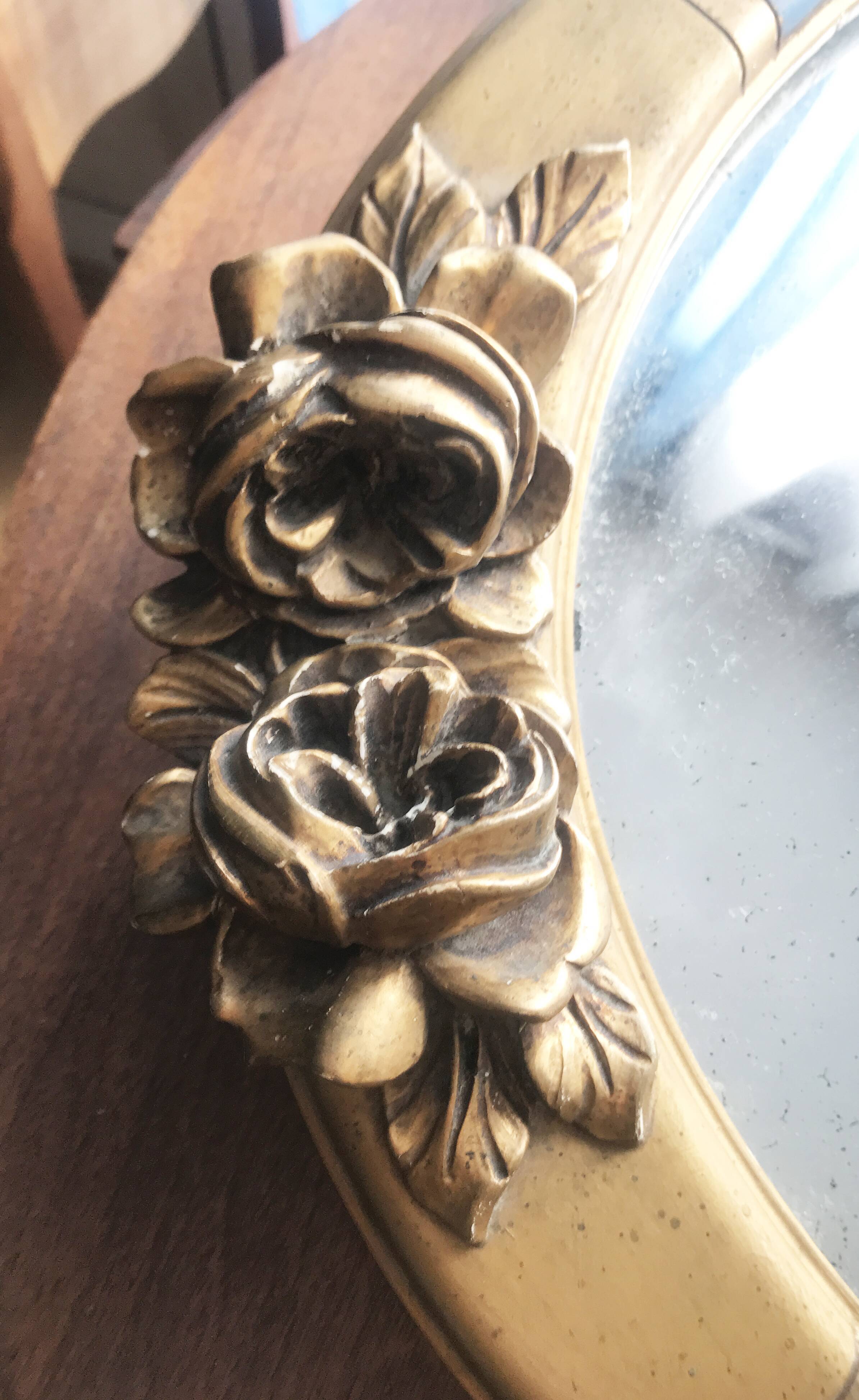 Pretty oval mirror gilded and blue frame 64x43cm