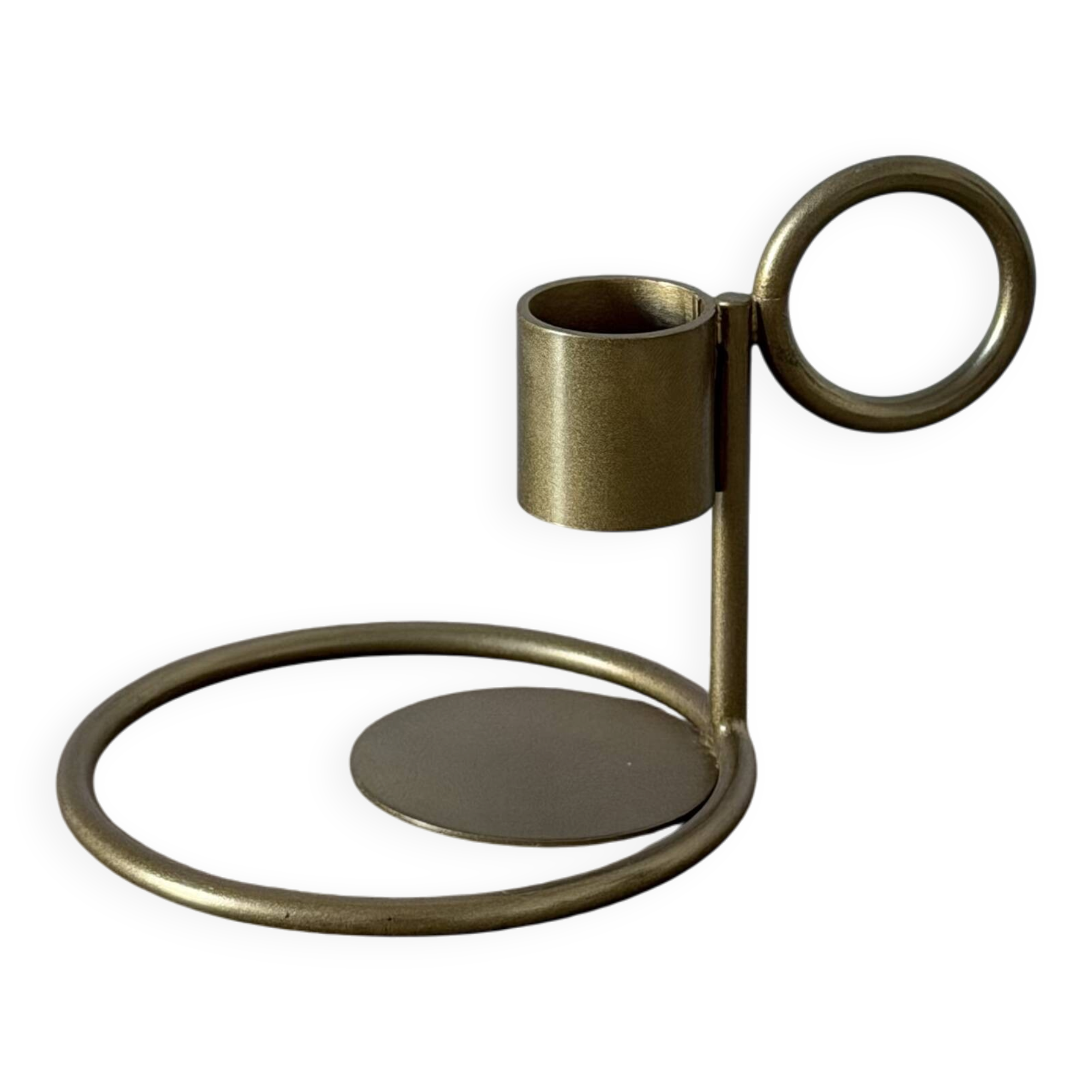 Bougeoir design en métal doré mat