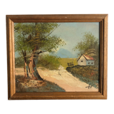 Oil on canvas countryside landscape