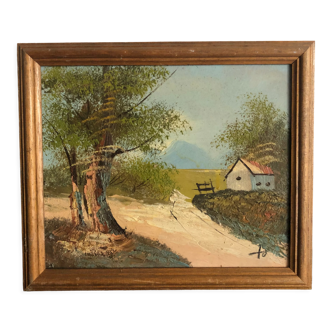 Oil on canvas countryside landscape