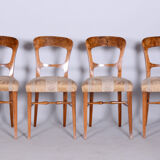 Set of four biedermeier walnut chairs, original condition, czechia, 1830s