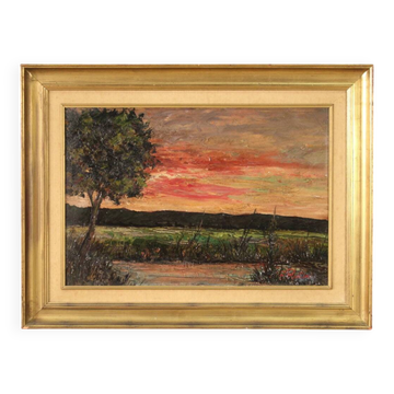 Landscape painting signed F. Rontini, 1940s