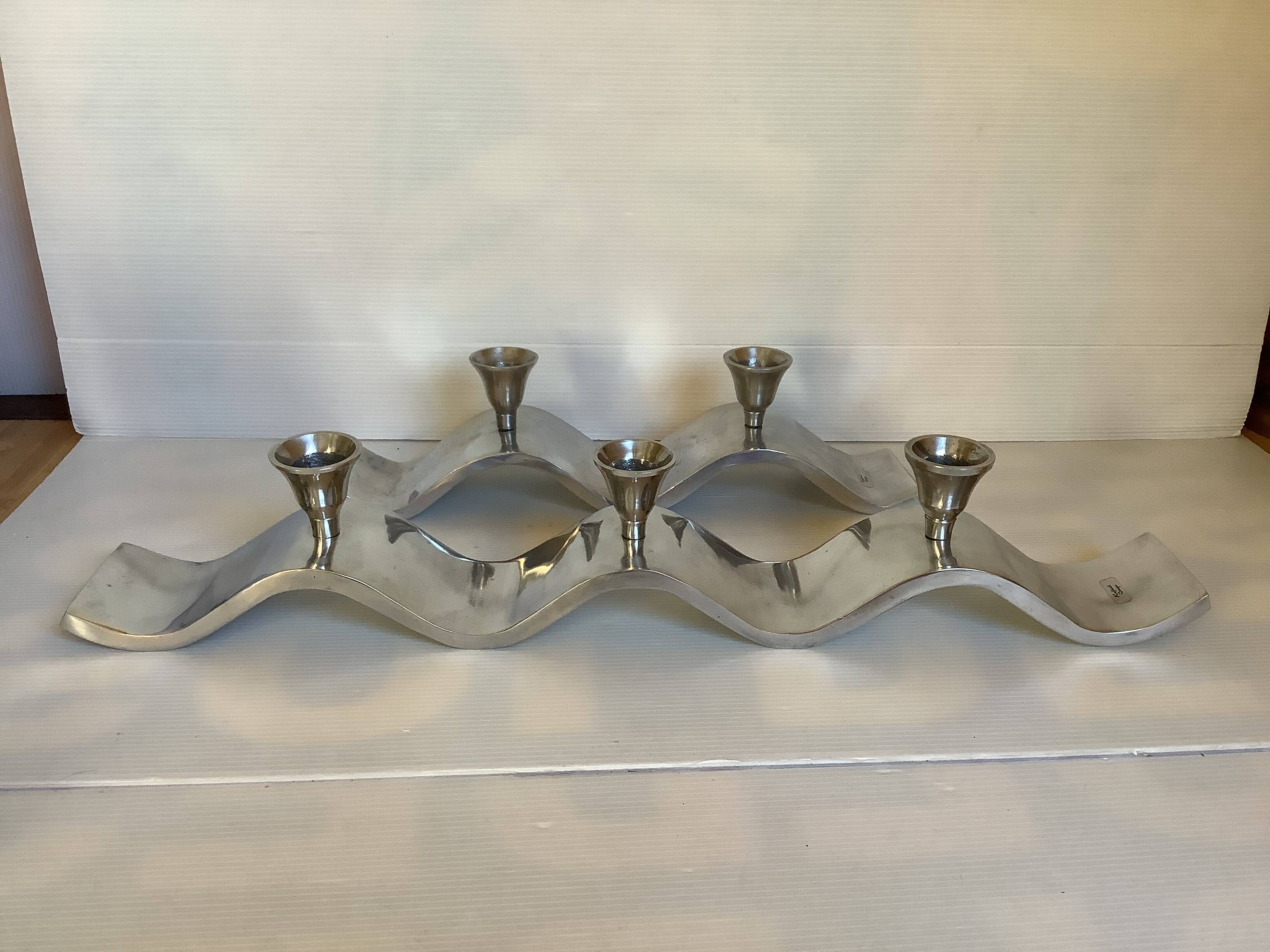 Pair of designer wave candlesticks