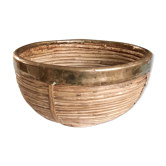 Rattan and brass basket