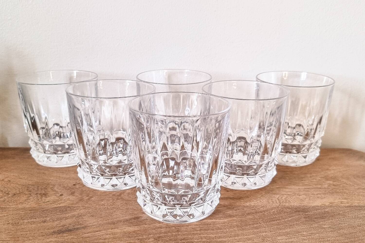 6 crystal water/whiskey glasses
