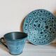 4 vintage fat lava ceramic cups