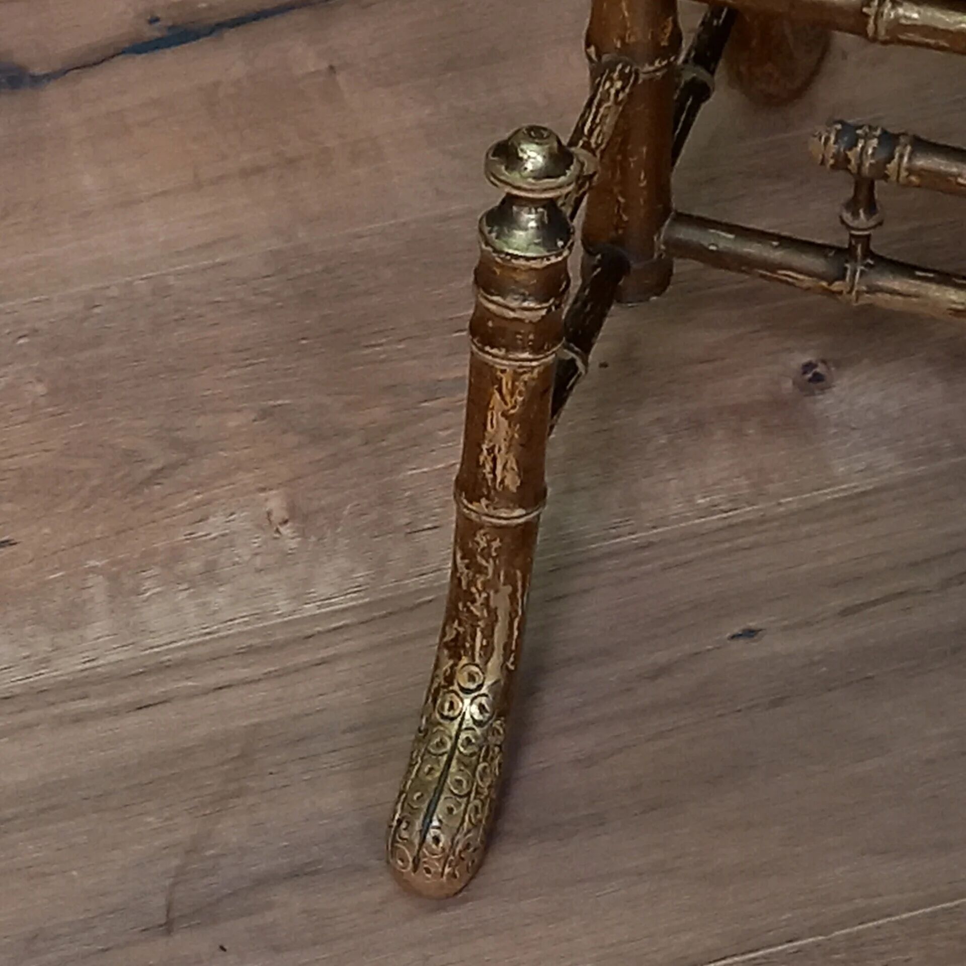 Écran de cheminée en faux bambou doré