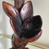 Floral carved wood lamp from the 60s