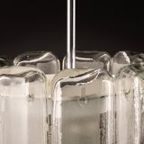 Cylindrical suspension light with crystal glass by Doria, Germany, 1970s.