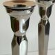 Pair of vintage cast aluminum candlesticks
