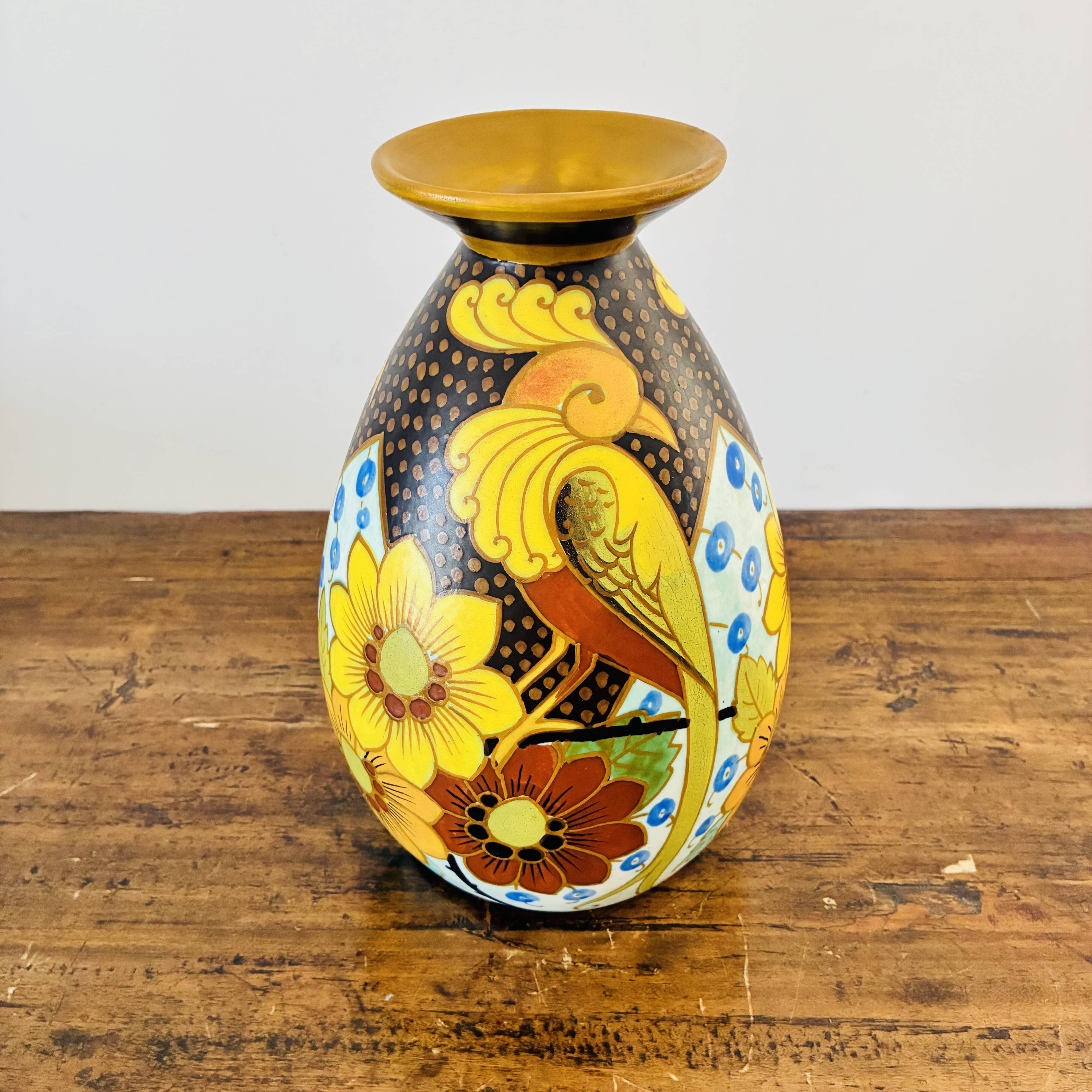 Art Deco Vase Charles Catteau Boch Frères Decor 945 Paradise Bird