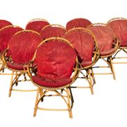 Set of 10 rattan armchairs from the 1960s, France.