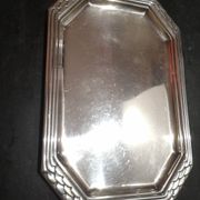Art Deco silver metal tray with Orbrille house hallmarks