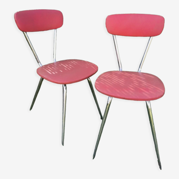 Lot de 2 chaises vintages rouges