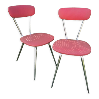 Lot de 2 chaises vintages rouges