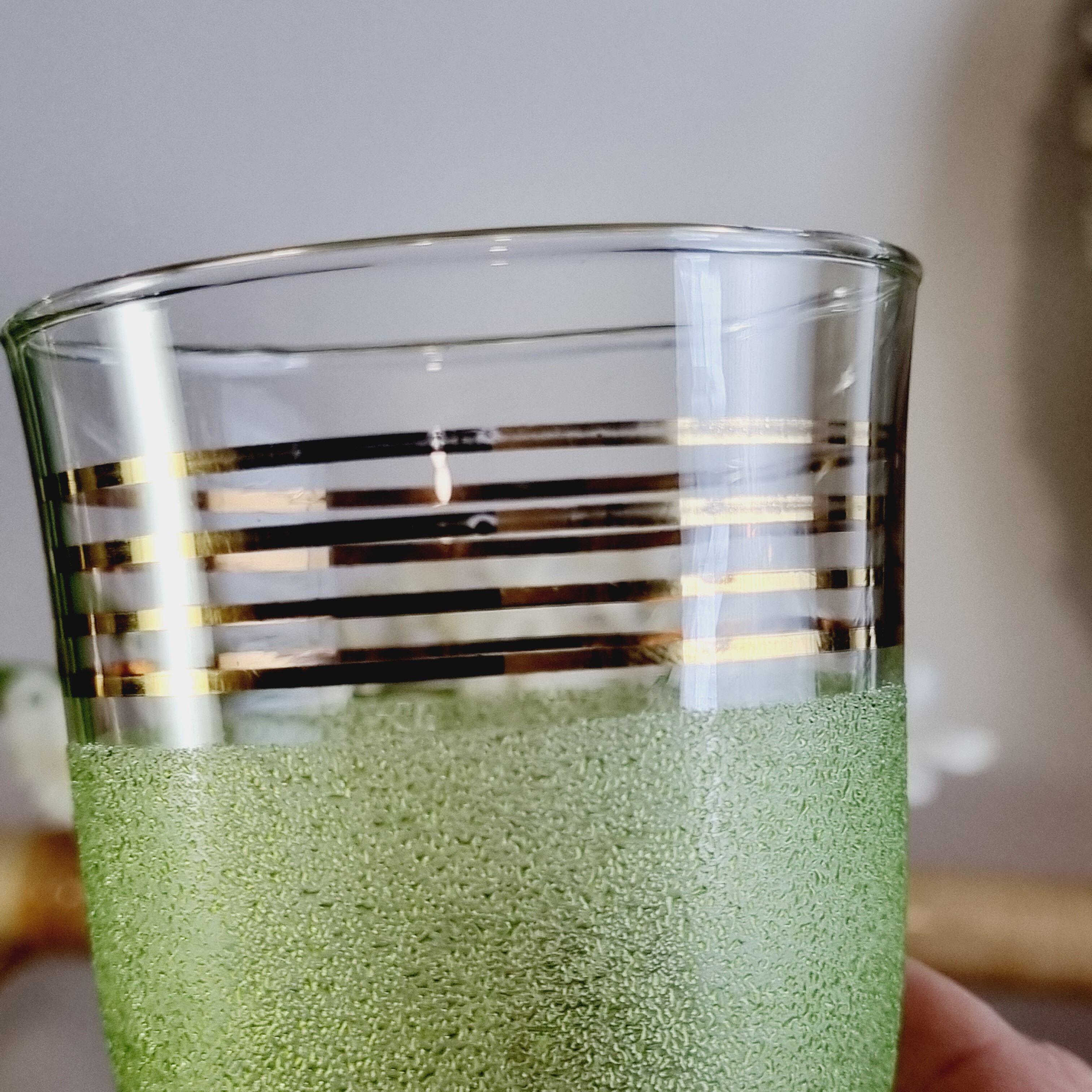 Set of 15 colored granite glasses