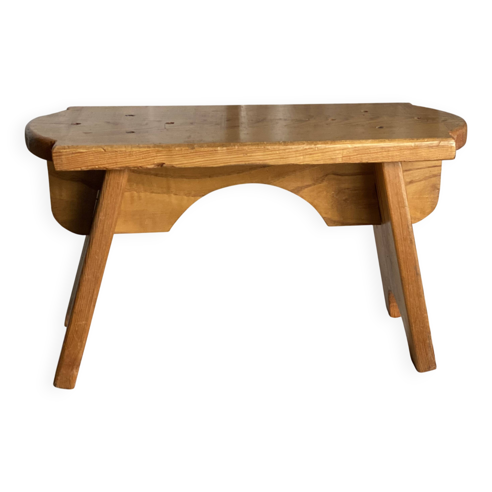 Rustic stool with compass legs, mountain furniture
