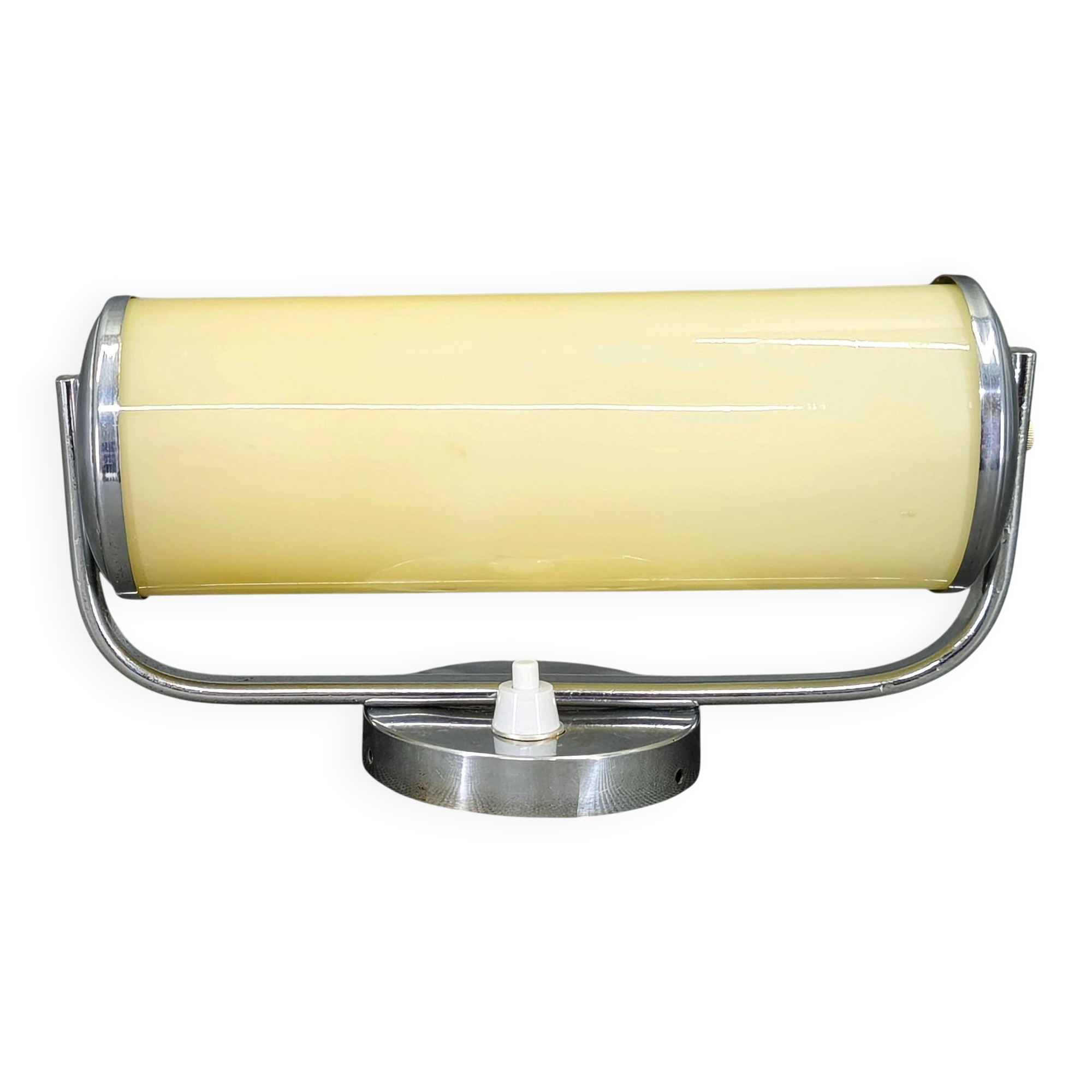Czech Art Deco Opaline Glass Wall Light, 1930s