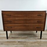 Commode en teck des années 1970 à trois tiroirs