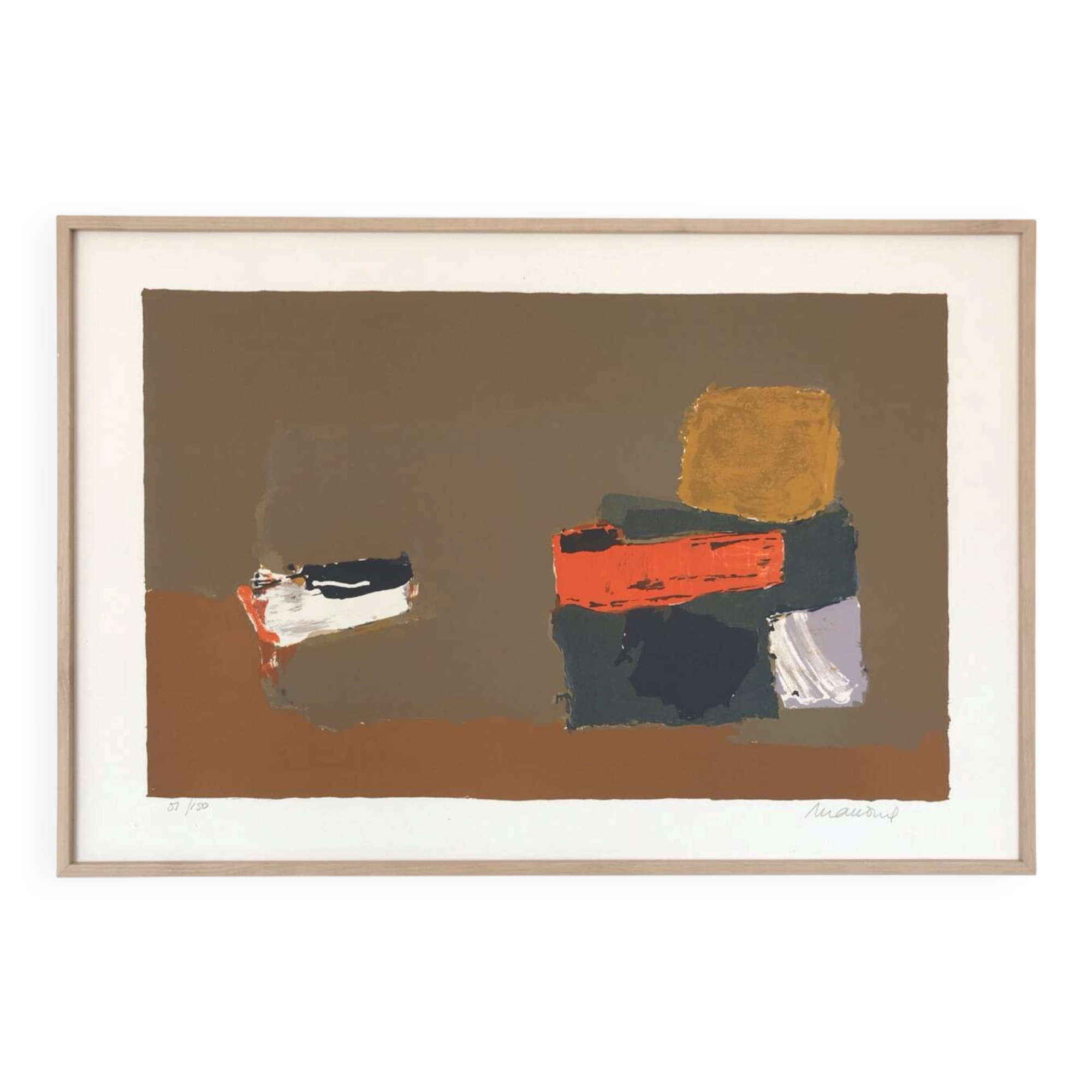 Original lithograph signed and framed by Henri MAUDUIT, 1917-2006.